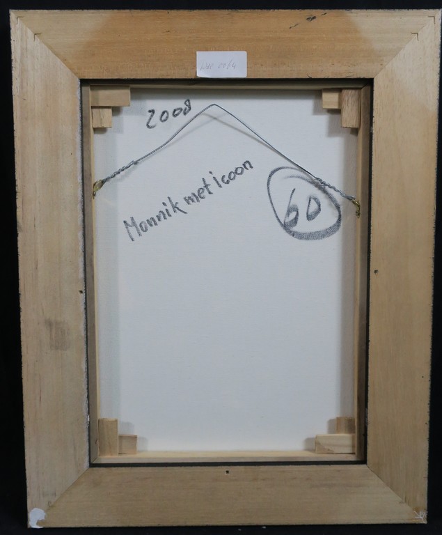 Martin van Wordragen: Gemengde techniek op doek, Monnik met icoon - Ingelijst kopen? Bied vanaf 250!