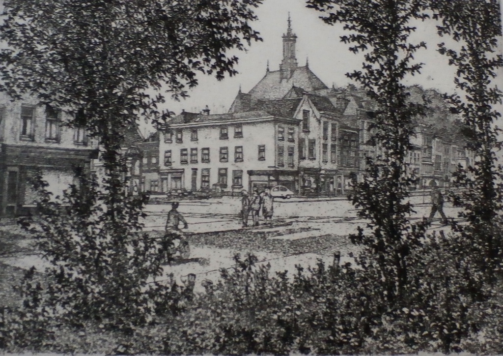 Willem Minderman - ets: Spui, Den Haag verkocht voor € 50!