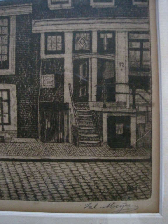 Sal Meijer 1877-1965 - Ets Amsterdam grachtenhuizen - handgesigneerd  kopen? Bied vanaf 1!