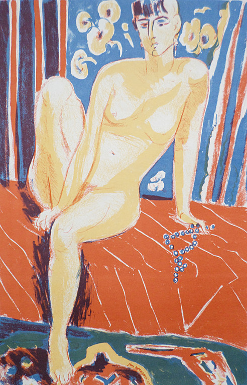 Jan Wiegers - Zittend naakt, litho verkocht voor € 220!