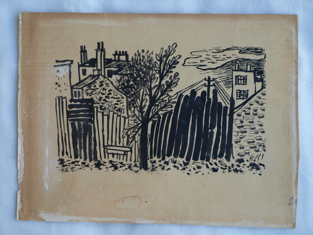 Charles Eyck : Tekening , Huizen – gesigneerd – ca 1935 kopen? Bied vanaf 1!