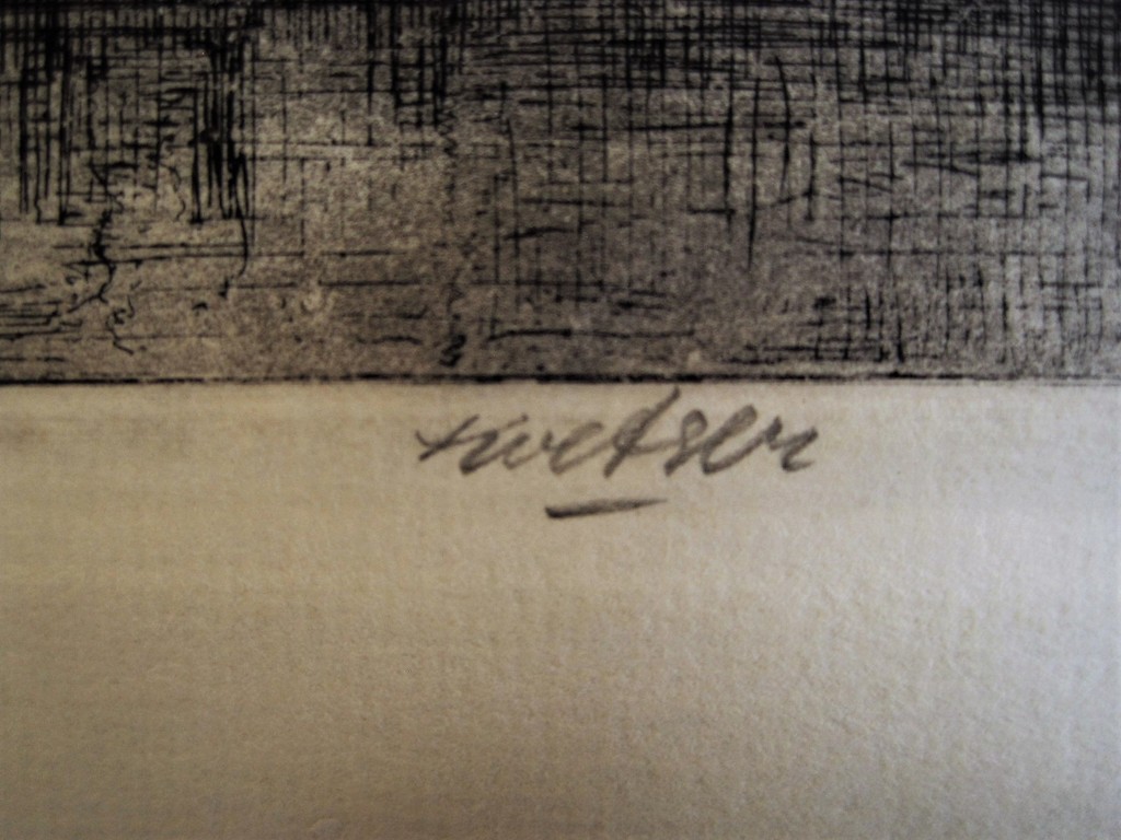 Fraaie gesigneerde Ets "Het oude dorp Sloterdijk bij Amsterdam" omstreeks 1910 kopen? Bied vanaf 1!