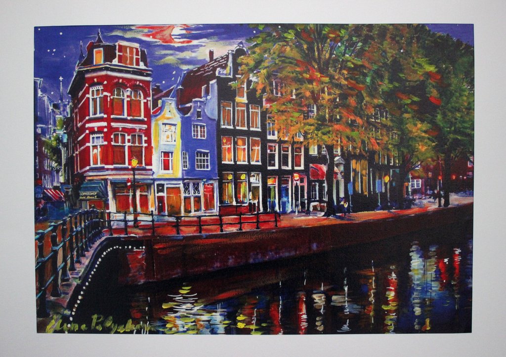 Elena Polyakova:   Nacht in Amsterdam, Gemengde techniek kopen? Bied vanaf 80!