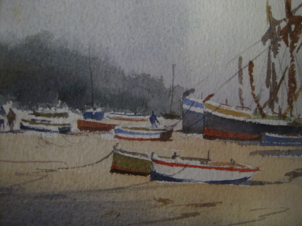 Sidney Cardew (1931-) sfeervolle aquar "boten aan het strand" gesigneerd  kopen? Bied vanaf 1!