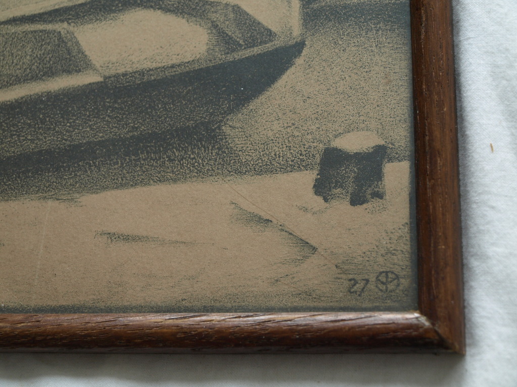 Aart van Dobbenburgh : Litho – Bootjes – gesigneerd & ingelijst - 1927 kopen? Bied vanaf 1!