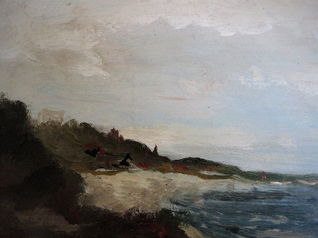 Interessant circa 1930 olieverf landschap "sloepen op het strand" monogram YR kopen? Bied vanaf 1!