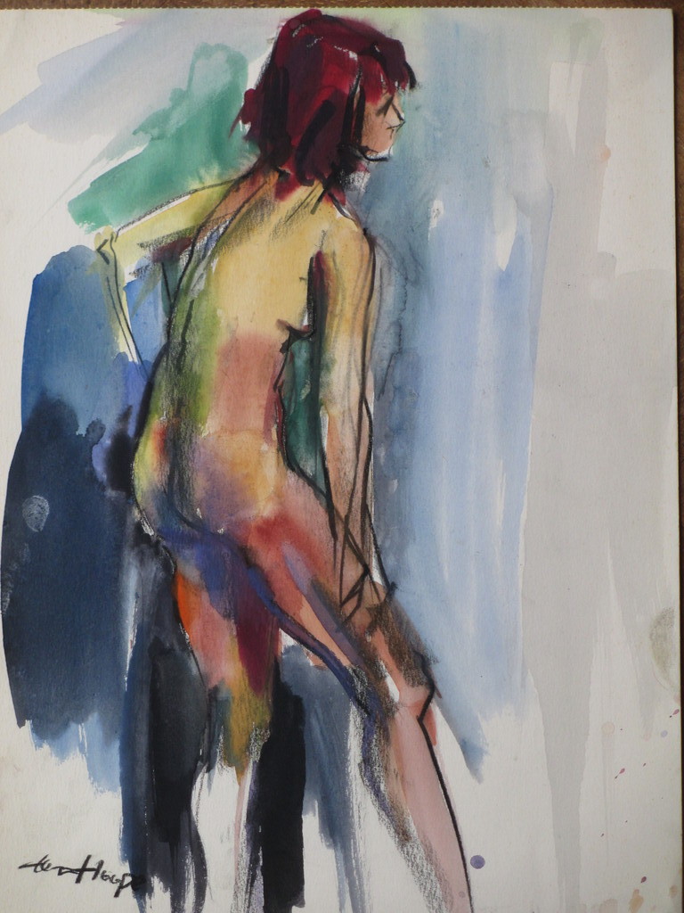 Bob ten Hoope, Staand naakt zich afdrogend, Gemengde techniek kopen? Bied vanaf 75!