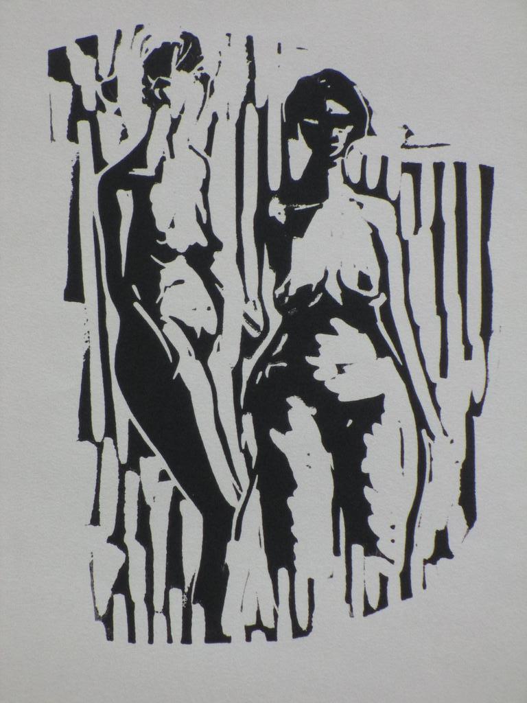 Onbekende kunstenaar, Twee vrouwen, Lino kopen? Bied vanaf 1!