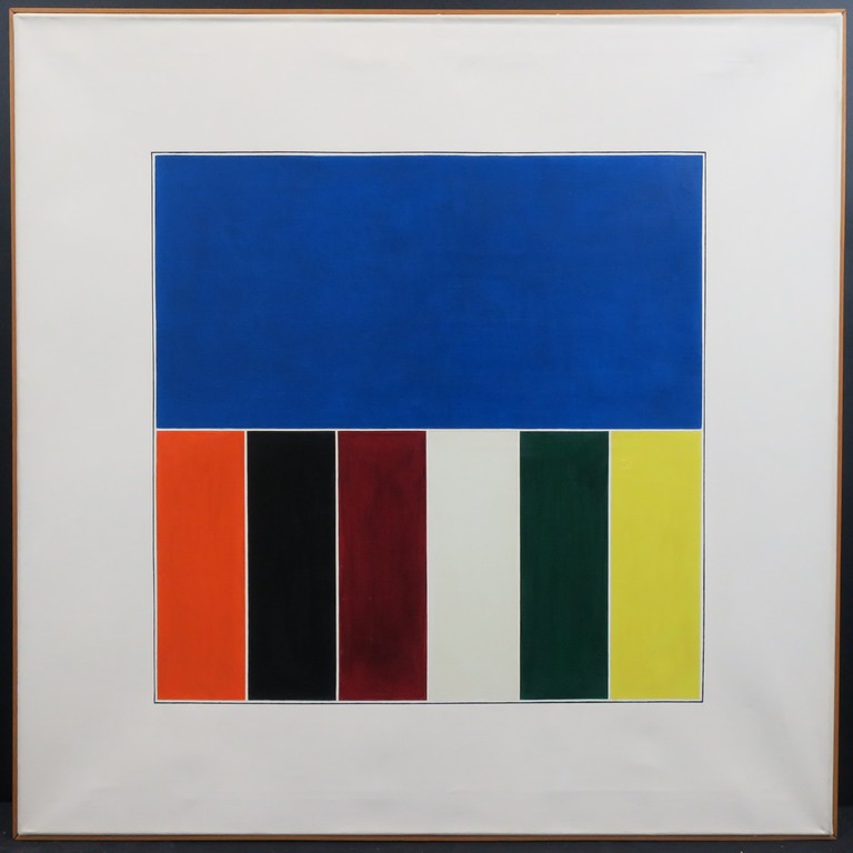 Wim Smits: Acryl op doek, Z.T. geometrische kleurvlakken - Ingelijst (groot) kopen? Bied vanaf 125!