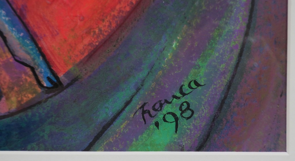 Franca Muller Jabusch: Gemengde techniek op papier, Phantasie riding - Ingelijst kopen? Bied vanaf 80!