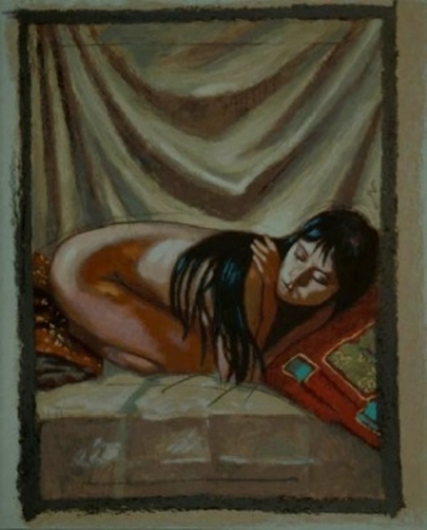 NICO VRIELINK Zeefdruk(40 drukgangen) OP WEG NAAR DE TEMPEL Handgesigneerd verkocht voor € 85!