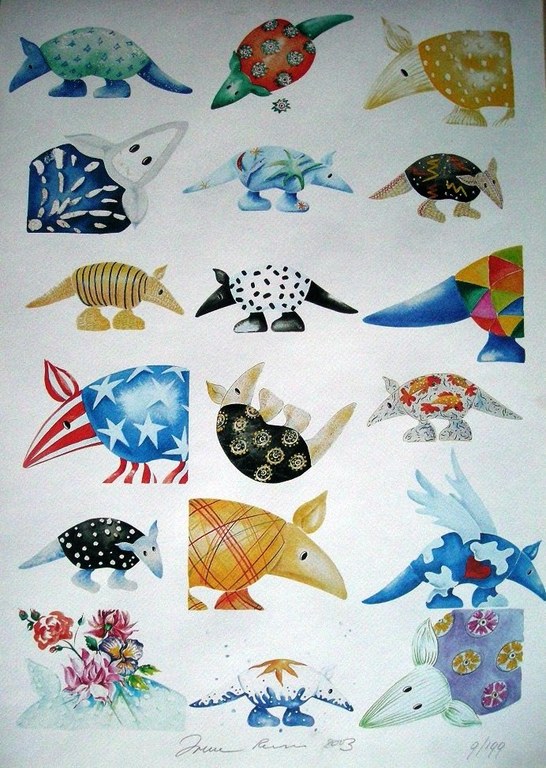 Zeefdruk Armadillo gesigneerd kopen? Bied vanaf 20!