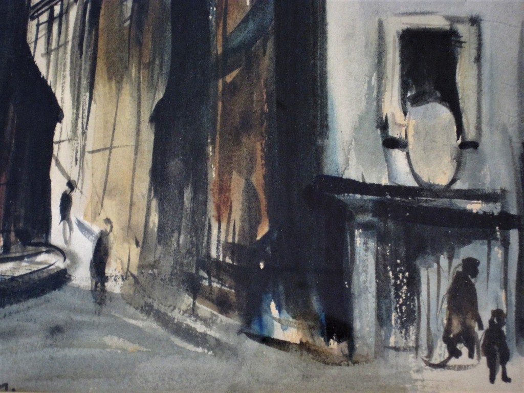 Een prachtig "invallende avond boven Amsterdam" Aquarel Jacques Mels 1899-1974  kopen? Bied vanaf 1!