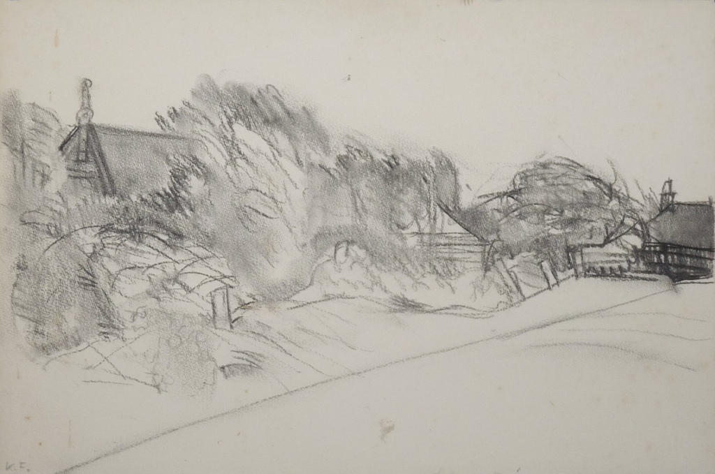 Kees Franse - landschap - potlood op papier - gesigneerd kopen? Bied vanaf 35!