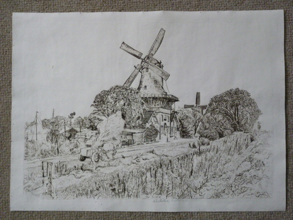 Andreas Schotel - ets - Molen De Ster, Rotterdam kopen? Bied vanaf 45!