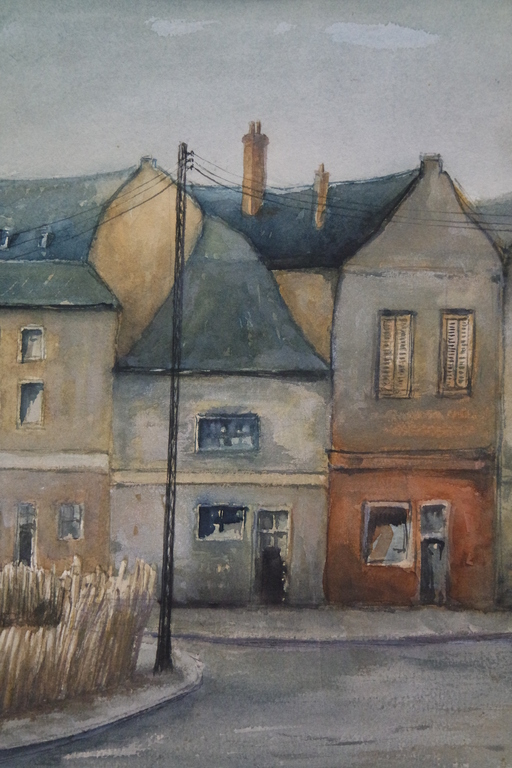 Jan Visser (1903-1988) - aquarel - straatgezicht verkocht voor € 65!