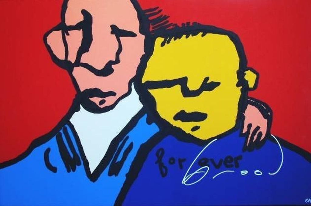 HERMAN BROOD, grote handgesigneerde zeefdruk op LINNEN: For Ever  verkocht voor € 260!