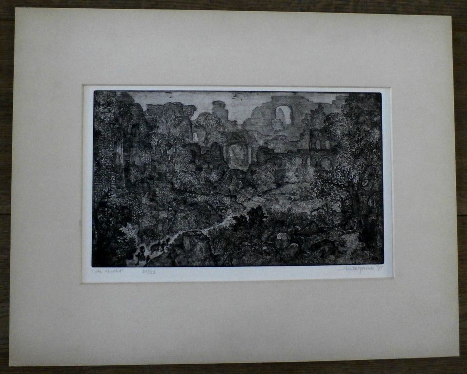 Ank Spronk - ets: De tocht - 1975 verkocht voor € 49!