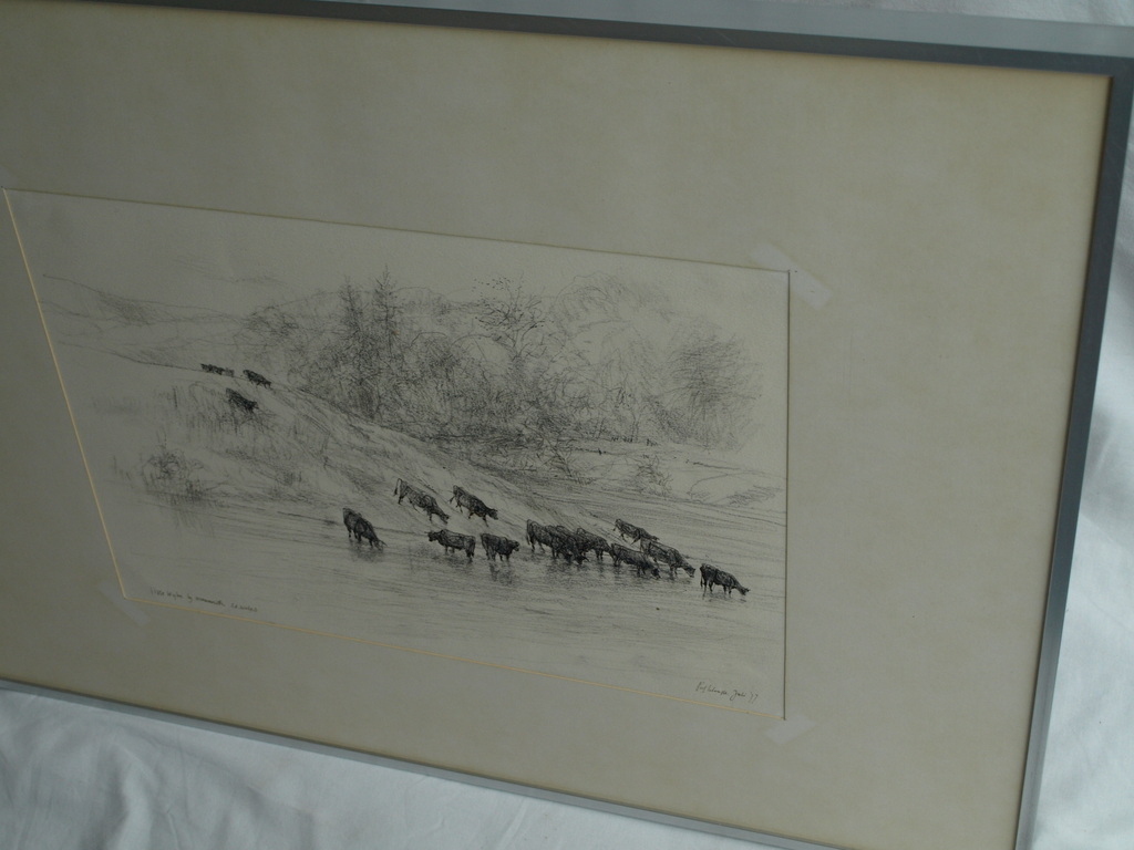 Piet Klaasse : Tekening – River Wye, Wales – gesigneerd & ingelijst - 1977 kopen? Bied vanaf 25!