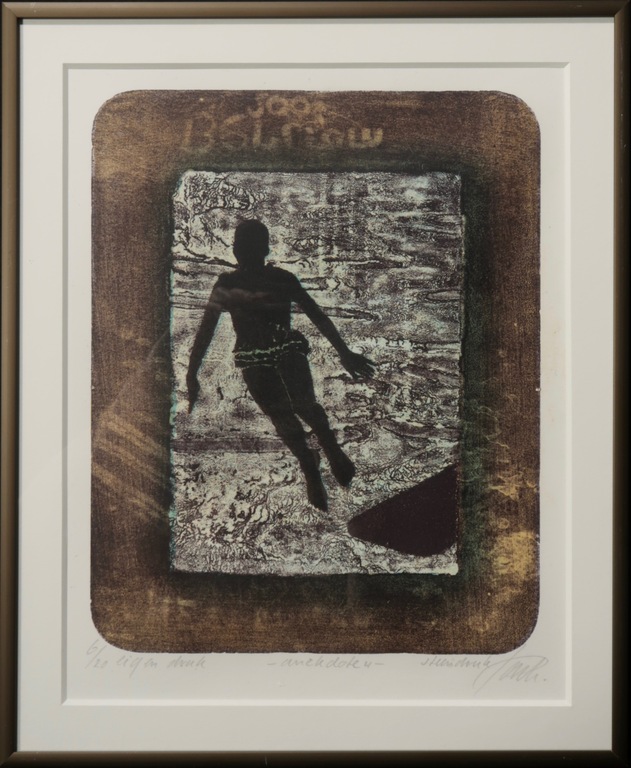 Lot met  2 werken van Wim Jonkman: Litho, Anekdote - kleine lijstjes kopen? Bied vanaf 20!