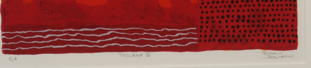 Ronald Boonacker: Zeefdruk, Toscana III - Ingelijst kopen? Bied vanaf 40!