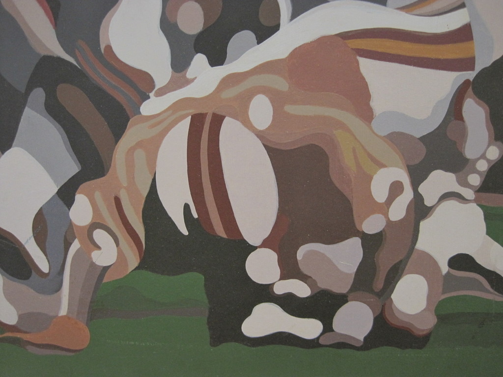 GROOT!! Fred v/d Wal (1942_) acryl/board "American Football"  kopen? Bied vanaf 1!