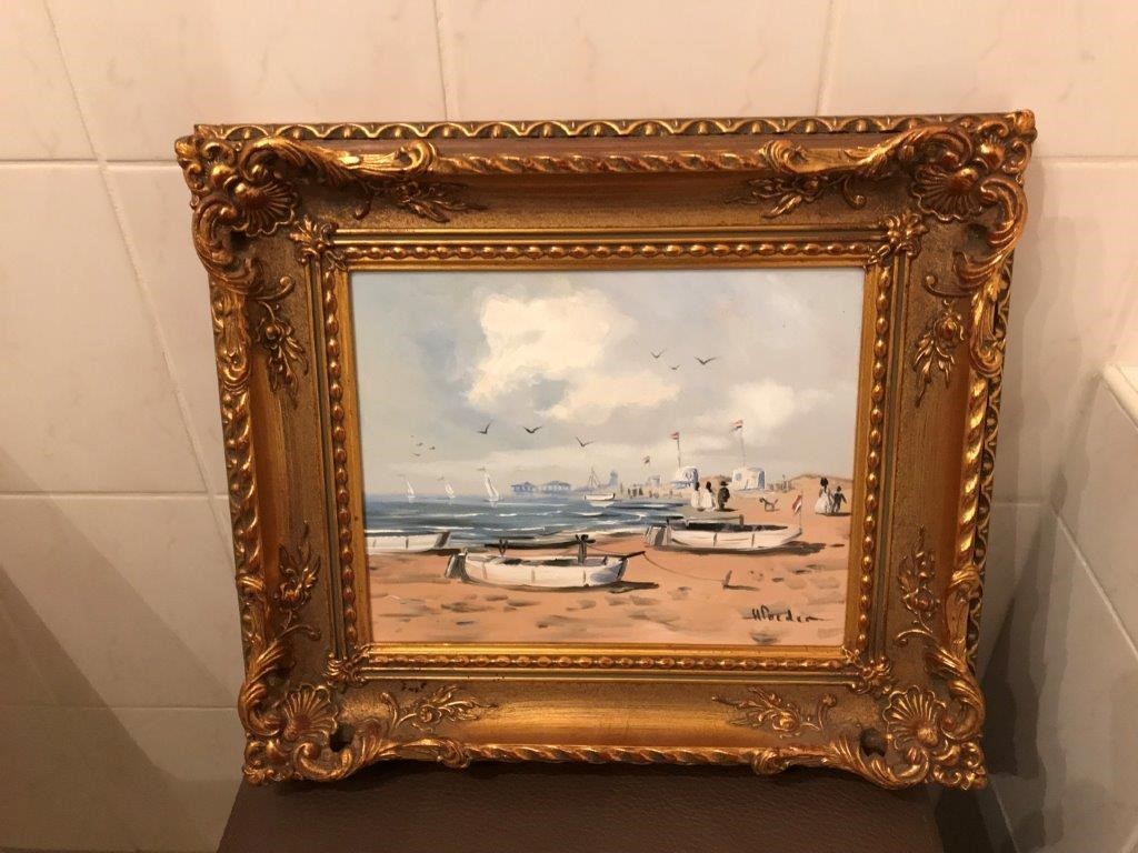 Henk Poeder - Henk Poeder (1964), olieverf op paneel, Strand tafereel kopen? Bied vanaf 75!