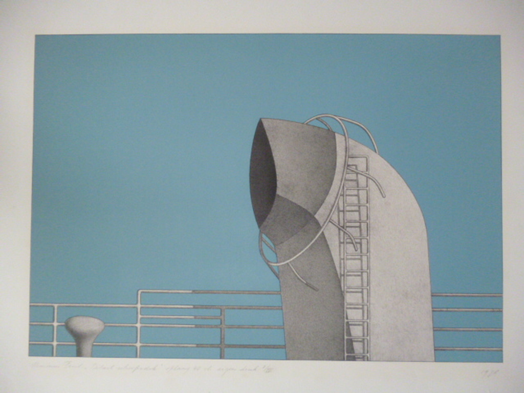 Marinus Fuit - kleurenlitho - Detail scheepsdek verkocht voor € 95!