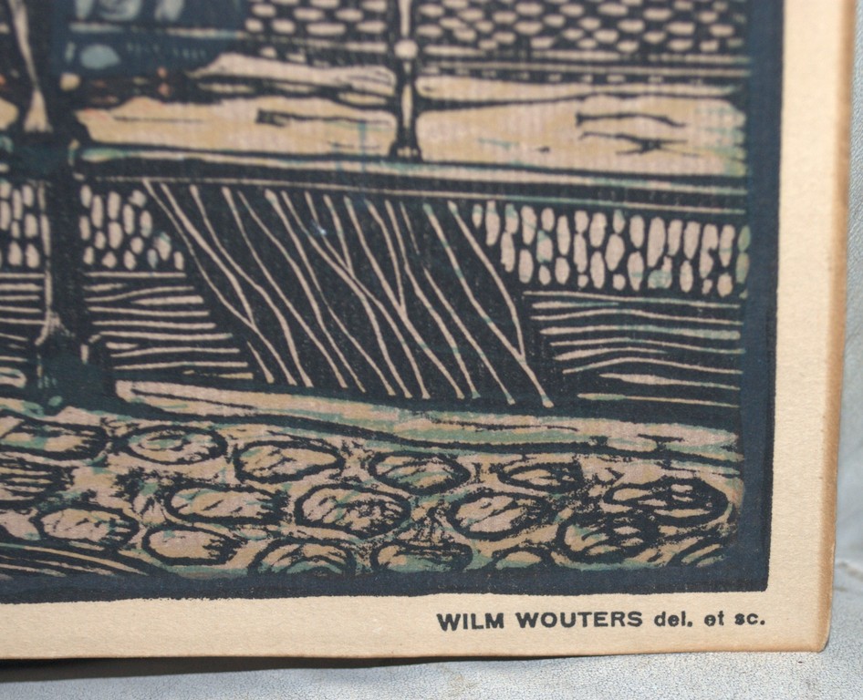 aquarel dorpsstraatje 1901 + houtsnede Staalstraat Amsterdam 1932 kopen? Bied vanaf 30!