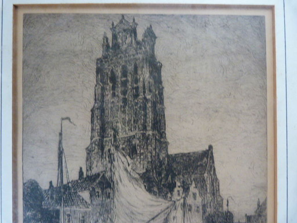  Oskar Paul Matthes ( 1872 – 1956 ) - Gezicht op haven te Dordrecht. kopen? Bied vanaf 1!
