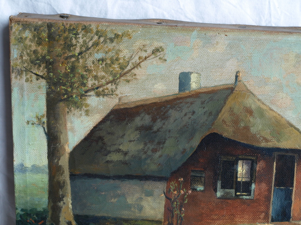 Onbekend : Olieverf op doek – Boerenlandschap – gesigneerd - 1922 kopen? Bied vanaf 1!
