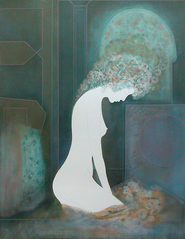 Guy Ribes, 'Meditation' – originele kleurenlitho, handgesigneerd verkocht voor € 55!