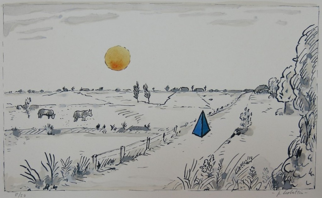 Pieter Holstein: Handgekleurde Litho, Zon verkocht voor € 35!