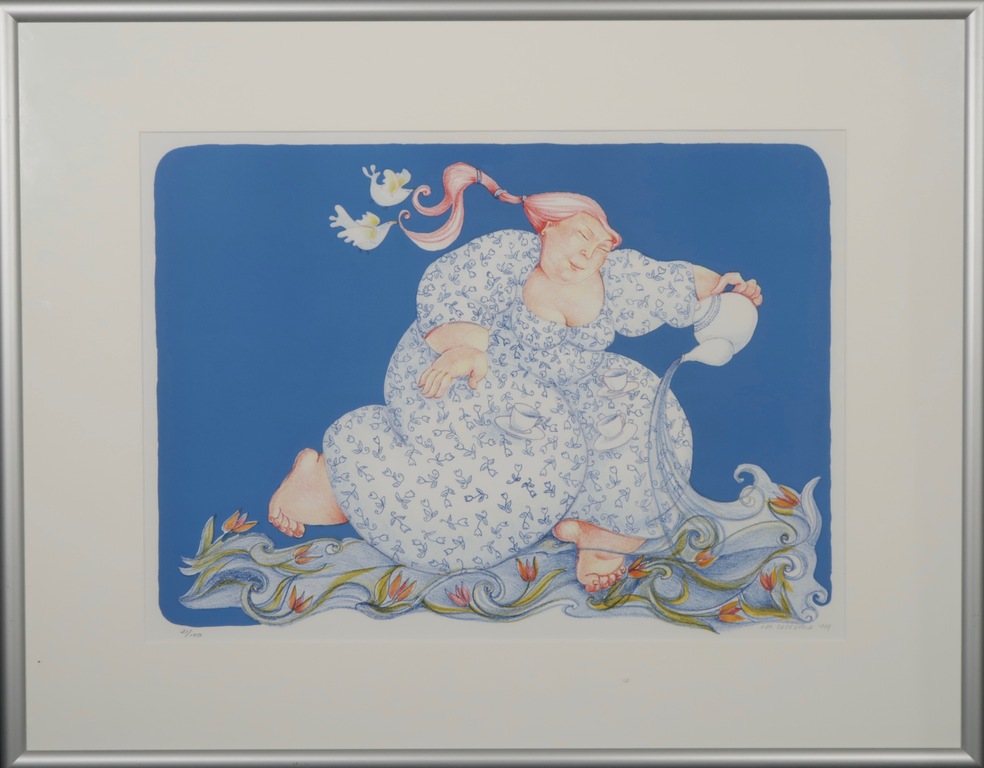 Ada Breedveld: Litho, De watervrouw - Ingelijst verkocht voor € 41!