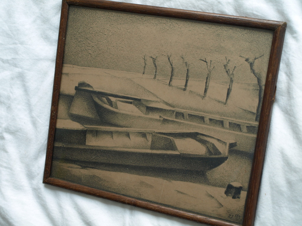 Aart van Dobbenburgh : Litho – Bootjes – gesigneerd & ingelijst - 1927 kopen? Bied vanaf 1!