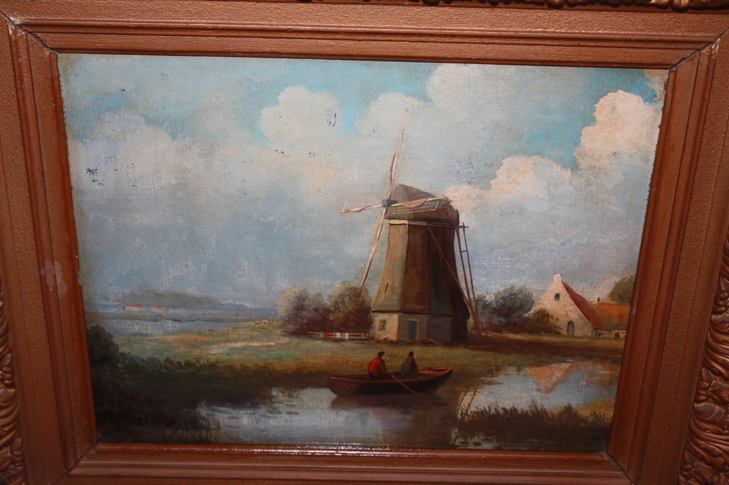 VISSER IN DE POLDER BIJ molen  - TOP ANTIEK LIJST kopen? Bied vanaf 1!
