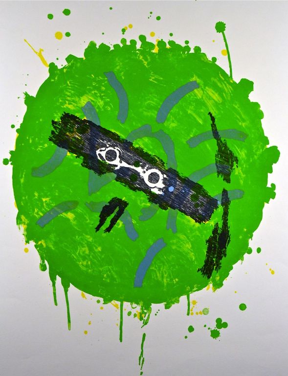 Jef Diederen: Houtsnede. Abstracte compositie verkocht voor € 70!