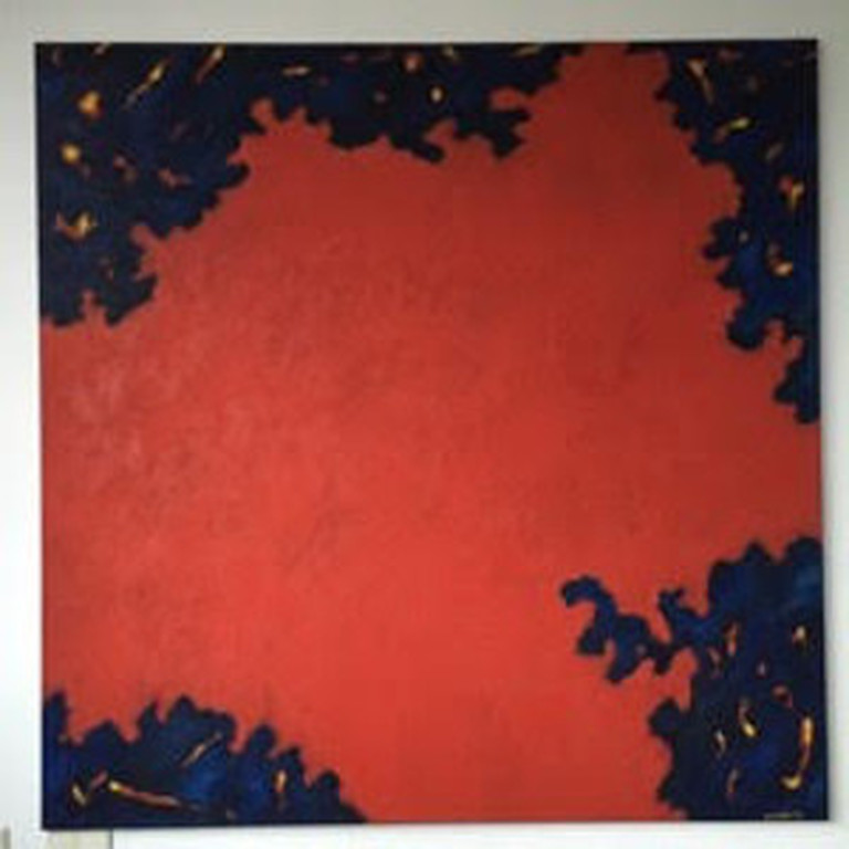 Nico Gillesse. Olieverf op doek. -Vuur- 1992.  verkocht voor € 90!
