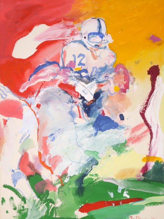 Jan van Diemen: Gouache, American Football player verkocht voor € 80!