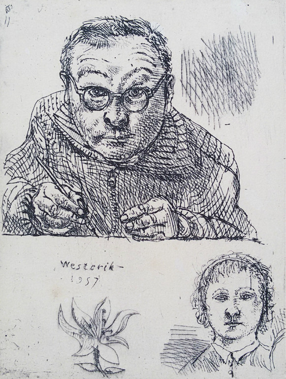 Co Westerik - Zelfportret (1957), ets kopen? Bied vanaf 195!