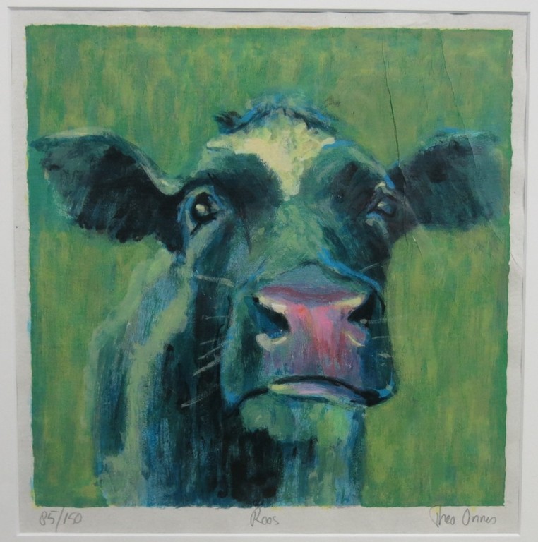 Theo Onnes: Zeefdruk, Roos - Ingelijst kopen? Bied vanaf 50!