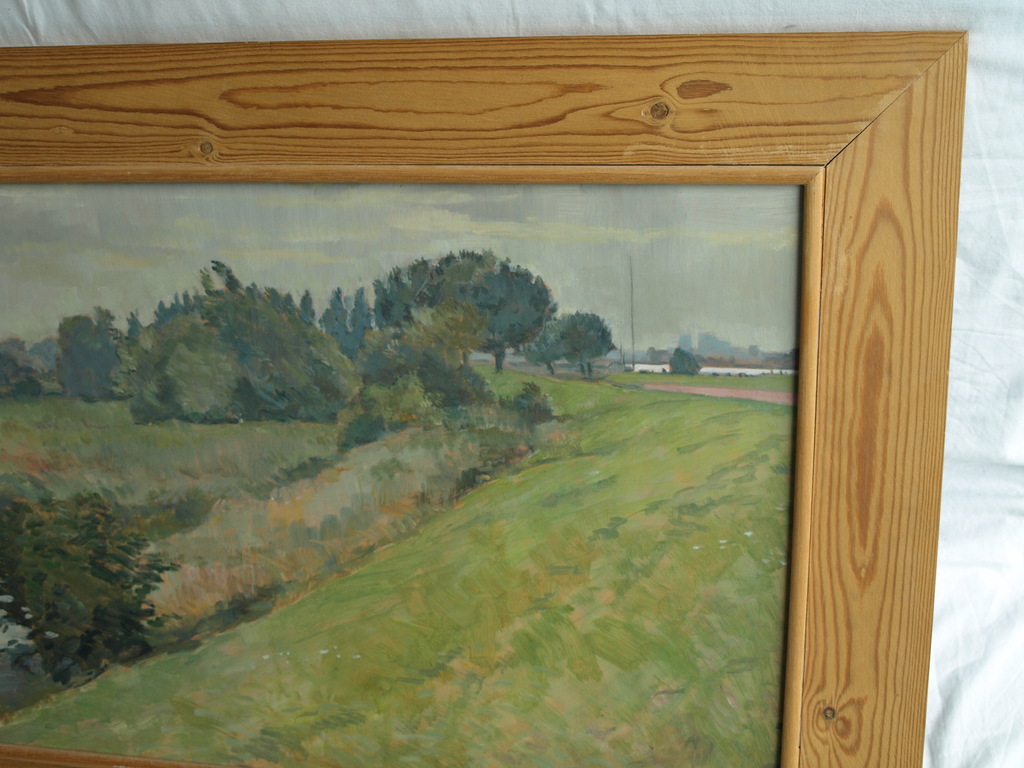 Paul Versteeg : Acrylverf op board , Diemerzeedijk – Gesigneerd - Ingelijst–1978 kopen? Bied vanaf 45!