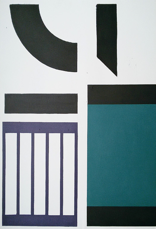 Adine Engelman - Geometrisch abstracte compositie, monotype kopen? Bied vanaf 50!