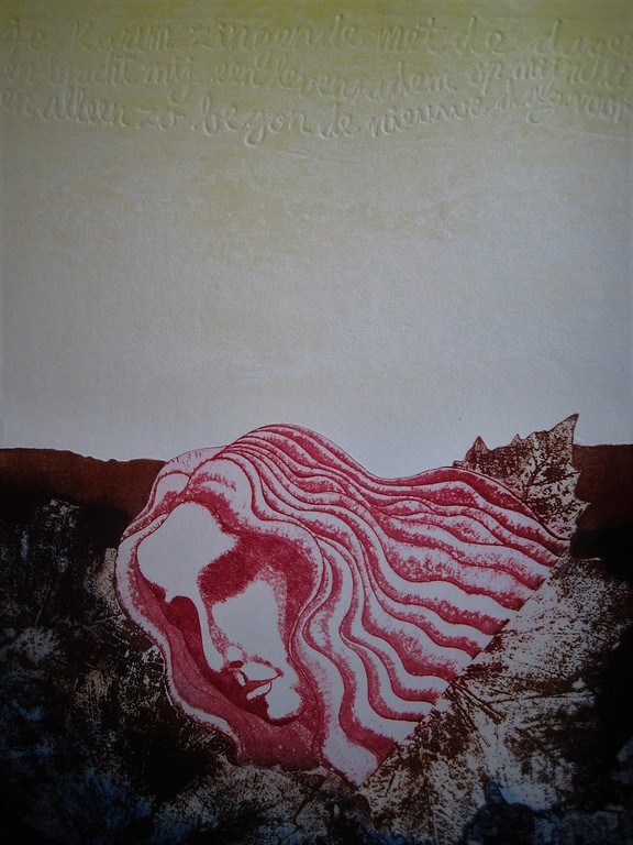 Fraaie gemengde Techniek "Je kwam met de dageraad" gesigneerd Menan 1973 kopen? Bied vanaf 1!