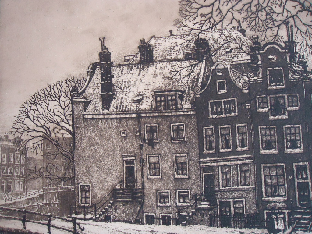 Cornelis Brandenburg ( 1884 - 1954 ) - ets - Achtergracht.  kopen? Bied vanaf 1!