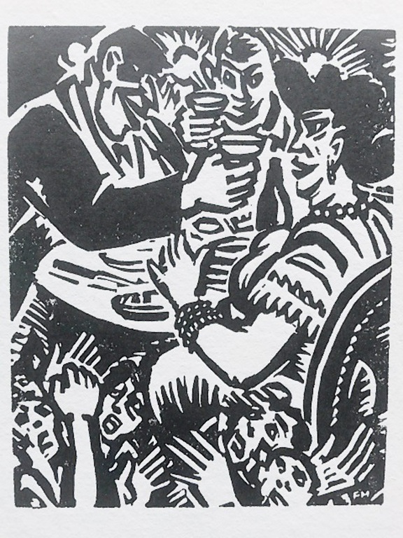 Frans Masereel, houtsnede, uit Ecce Homo 1949, Neureiche verkocht voor € 35!
