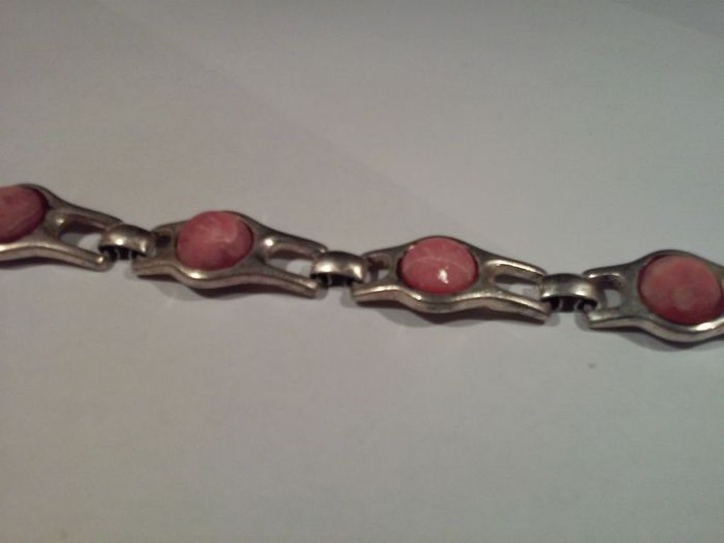 Antieke sterling zilveren armband met roze Rhodochrosite 1930 kopen? Bied vanaf 40!