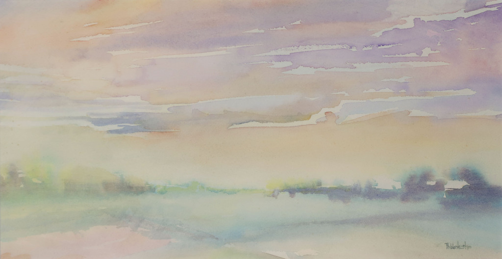 Theo Blankestijn: Aquarel, Avondrood - Ingelijst kopen? Bied vanaf 20!
