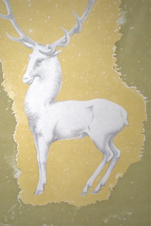 John Rädecker 1947 - litho 'Hert'- handgesigneerd verkocht voor € 45!