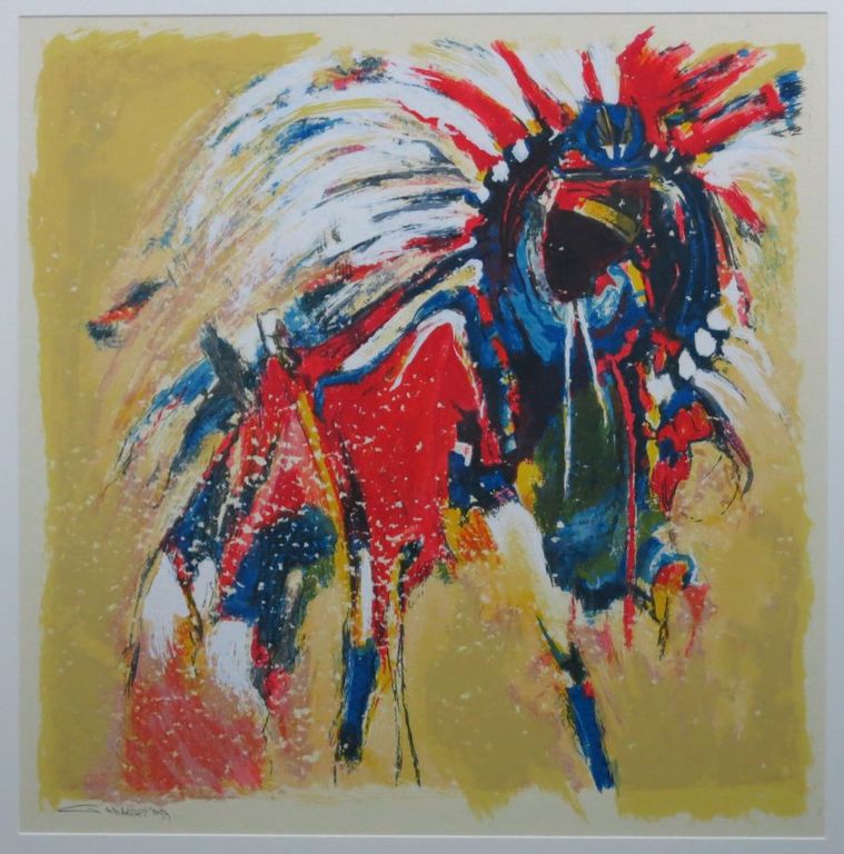 Gerard 't Hart: Zeefdruk, Shamaan - Ingelijst kopen? Bied vanaf 40!